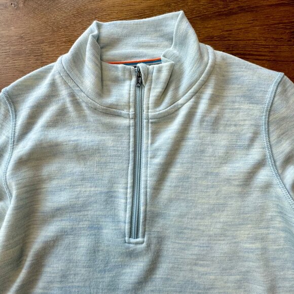 SMARTWOOL Classic Thermal Merino Base Layer Kids XL Blue 1/4 Zip Shirt Top Girls - Picture 4 of 11